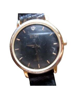 Women's Bill Blass Quartz Gold Tone Dress Watch Leather Band DEAD BATTERY